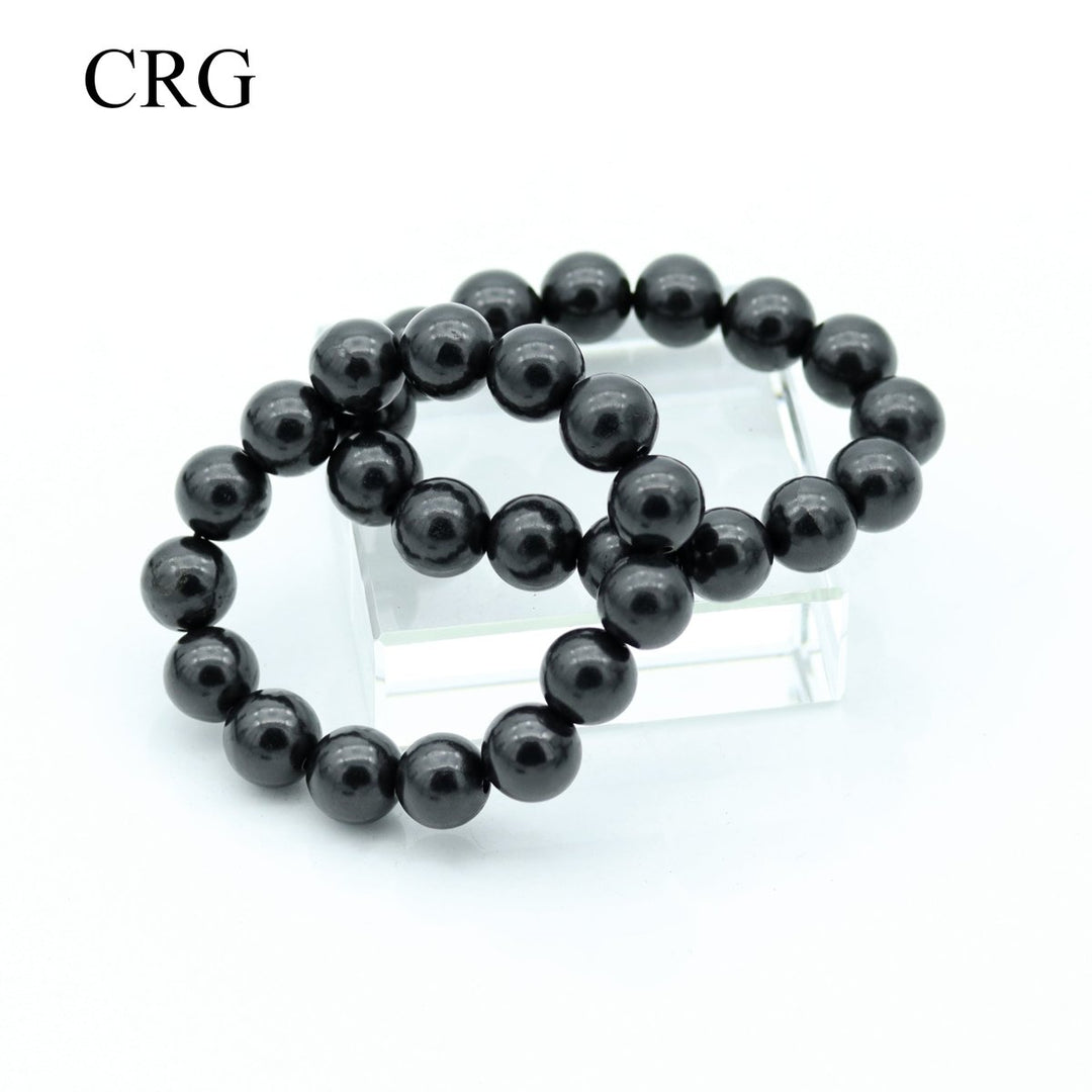 Shungite Bracelet (1 Piece) Size 10 to 15 mm Polished Large Bead Crystal Jewelry