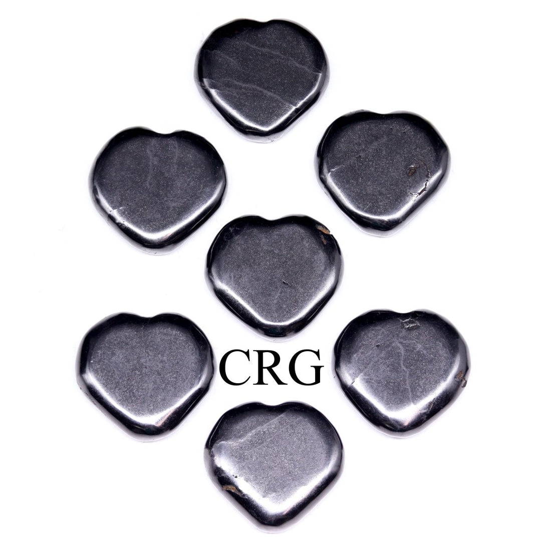Shungite Heart (1 Piece) Size 1.5 to 2 Inches Small Polished Flat Crystal Gemstone HeartCrystal River Gems