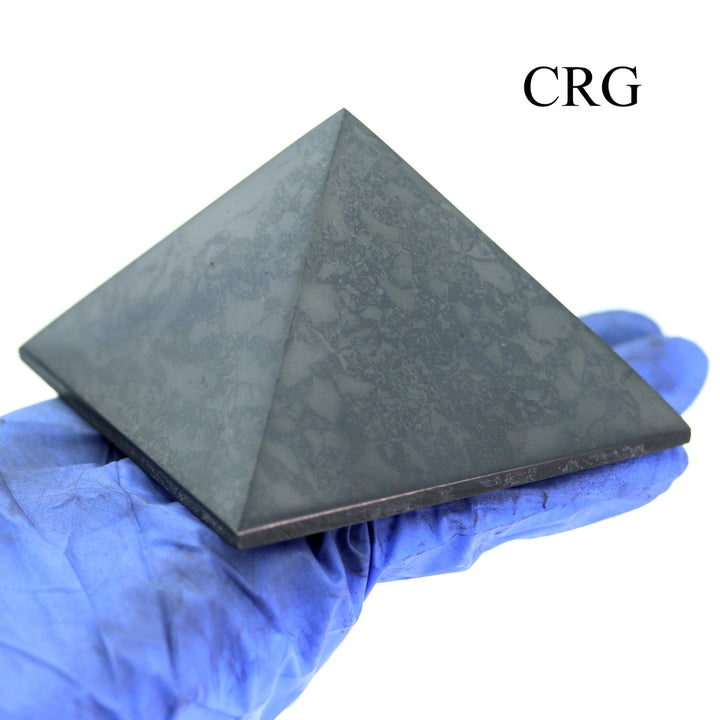 Shungite Polished Pyramid (1 Piece) Size 8 cm Crystal Gemstone DecorCrystal River Gems