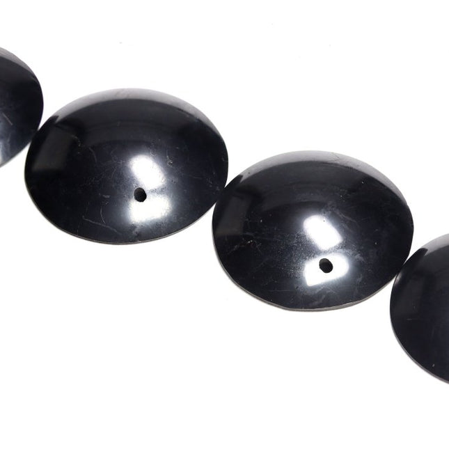 Shungite Puffy Pendants (4 Pieces) Size 40 mm Crystal Jewelry Charms - Crystal River Gems