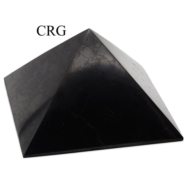 Shungite Pyramid (20 Centimeters) (1 Pc) Extra Large 4-Sided Polished Pyramid Gemstone - Crystal River Gems
