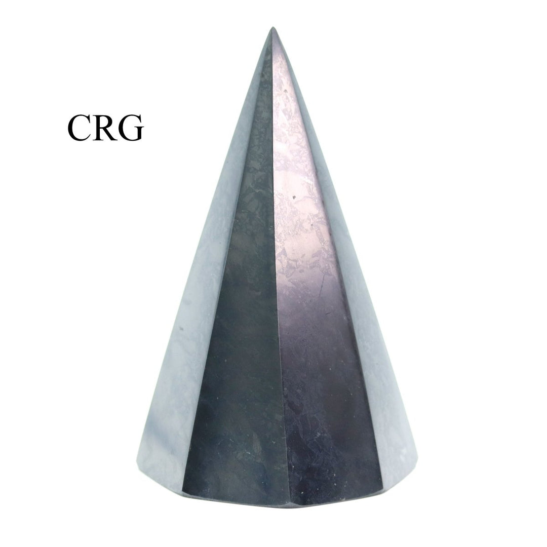 Shungite Pyramid with Octagonal Base Large (1.5 in and 40 mm) Polished Standing Gemstone (1 Pc)