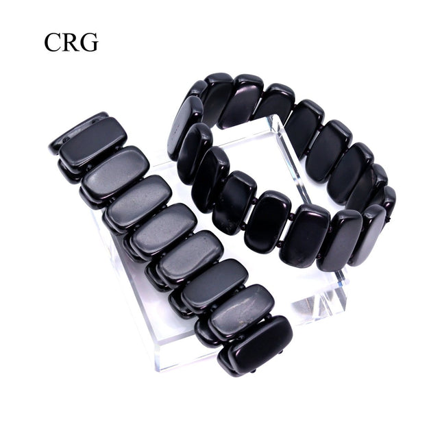 Shungite Rectangle Bead Bracelet (1 Piece) Size 0.5 to 1 Inch Crystal Jewelry - Crystal River Gems