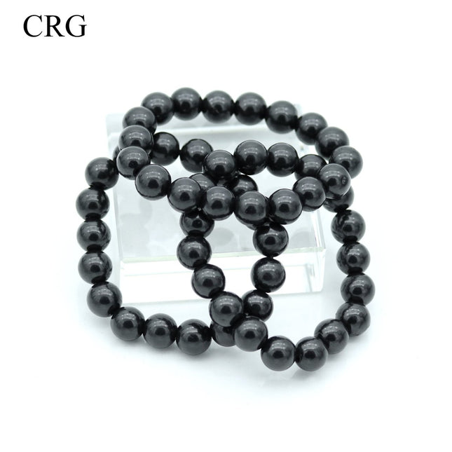Shungite Tumbled Bracelet (1 Piece) Size 10 mm Crystal Bead Stretch Jewelry