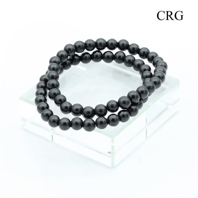 Shungite Tumbled Bracelet (1 Piece) Size 6 mm Crystal Bead Stretch Jewelry - Crystal River Gems