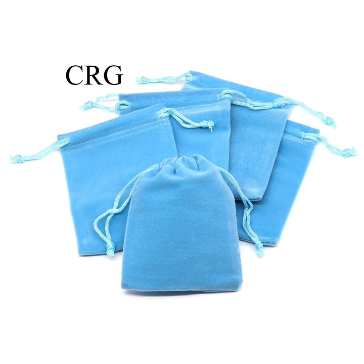 Sky Blue Plush Velvet Pouch (1 Piece) Size 3 by 4 Inches Small Deluxe Gift Bag