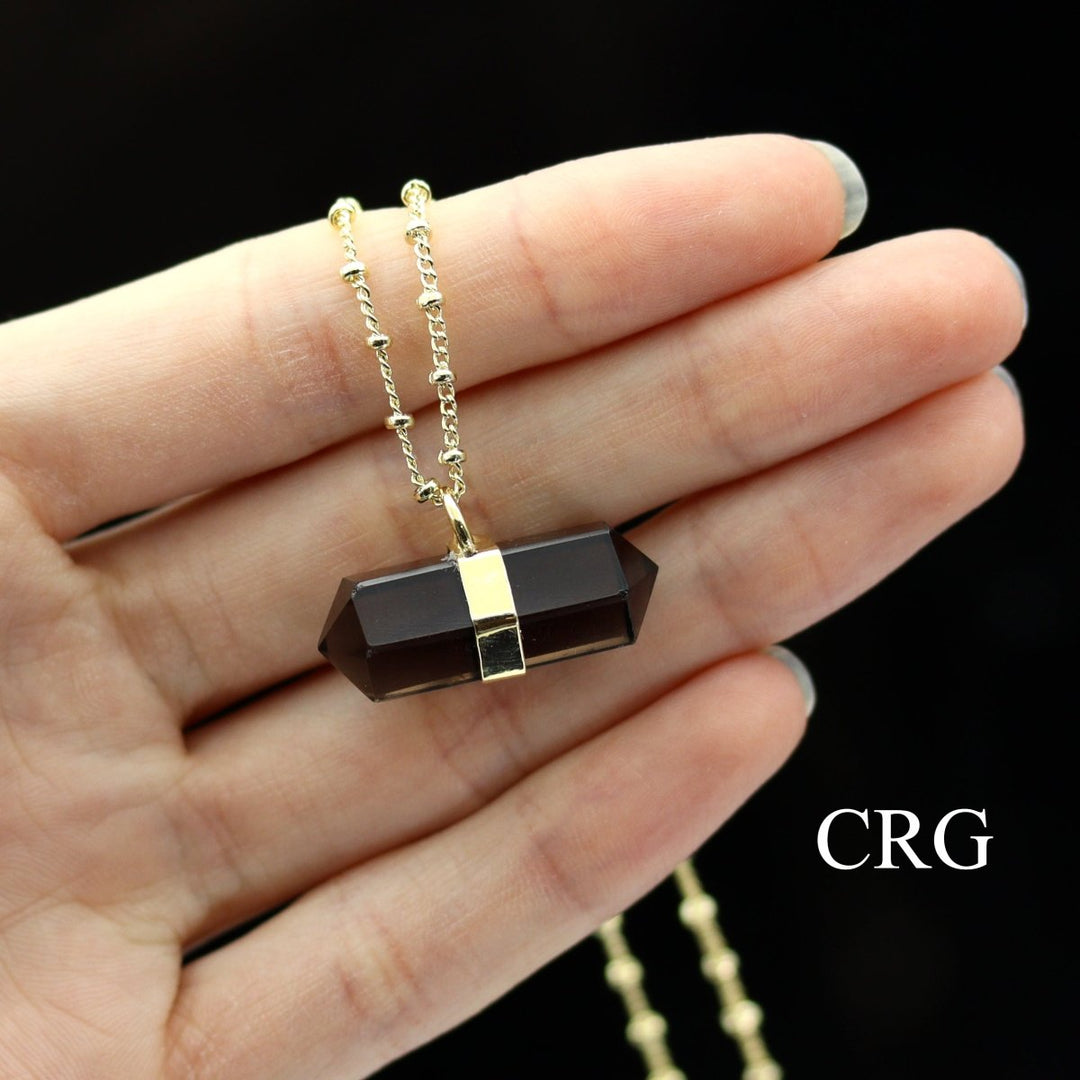 Smoky Quartz Petite Necklace with Gold Plating (1 Piece) Size 1 Inch Crystal Jewelry Charm