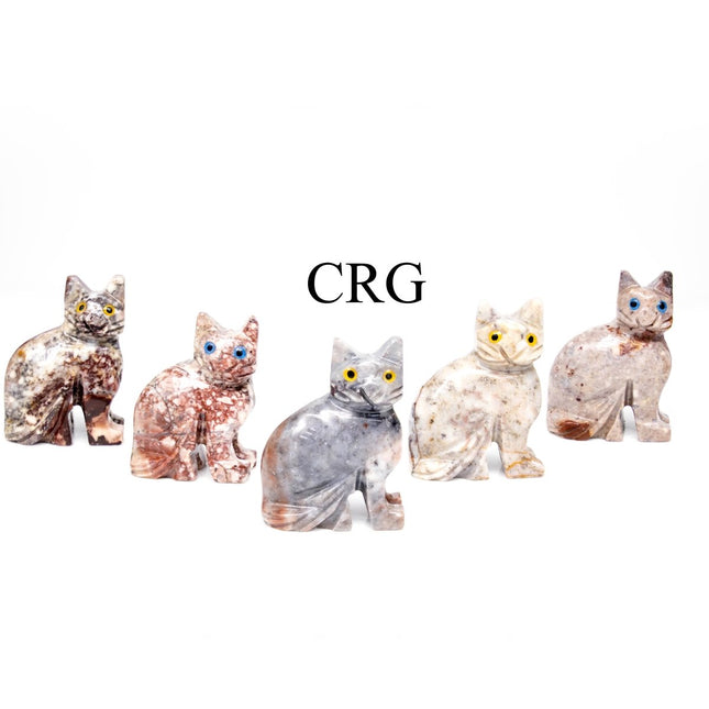 Soapstone Cats (10 Pieces) Size 1.5 Inches Crystal Gemstone Animal Carvings