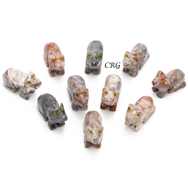 Soapstone Dogs (10 Pieces) Size 1.5 Inches Carved Standing Gemstone Crystal Animals