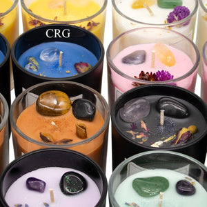 Soy Wax Candle and Crystal Gemstones 8 pc Set - Crystal Home Decor