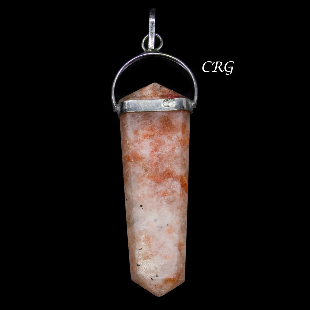 Sunstone Flat Obelisk Pendant with Silver Bail (4 Pieces) Size 2 Inches Crystal Point Charm