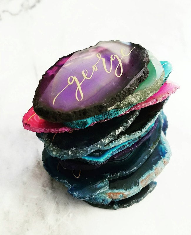 Teal Agate Slice 2.5 " - 3.5 " Size #1 Blank (Best For Escort Name Cards)Crystal River Gems