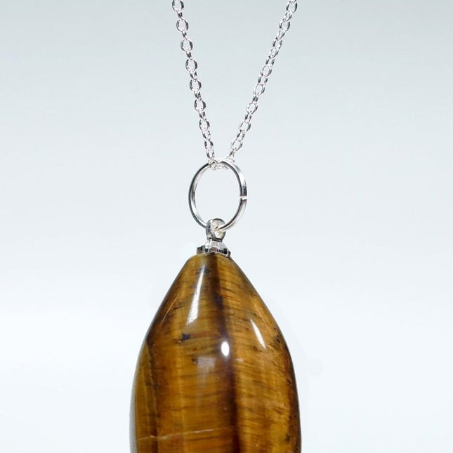 Tiger's Eye Teardrop Pendant with Silver Bail (4 Pieces) Size 1.75 Inches Crystal Jewelry Charm - Crystal River Gems