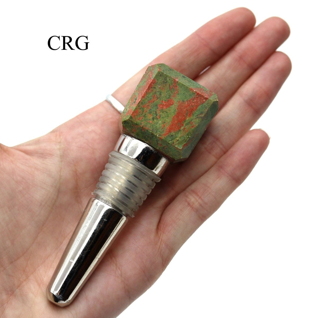 Unakite Cube Bottle Stopper (1 Piece) Size 4 Inches Crystal Gemstone Wine Stopper