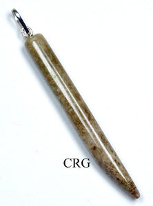 Vesuvianite Horn Pendant w/ Silver Bail - 2
