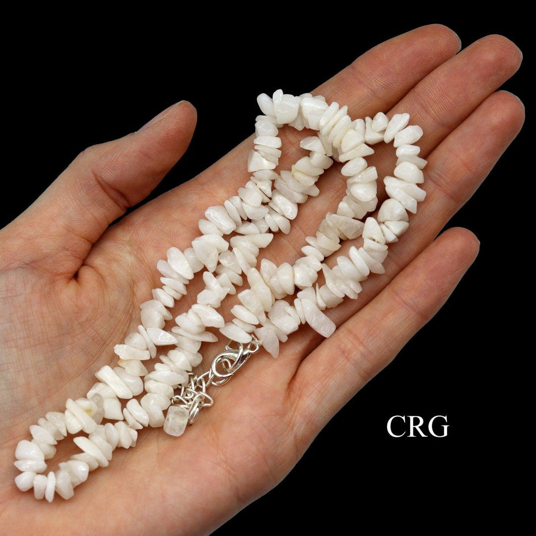 White Quartz Chip Choker Necklace (4 Pieces) Size 16 Inches Crystal Bead Jewelry