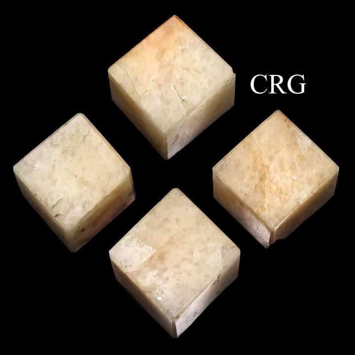 Yellow Quartz Cubes (4 Pieces) Size 30 to 40 mm Polished Crystal Gemstone
