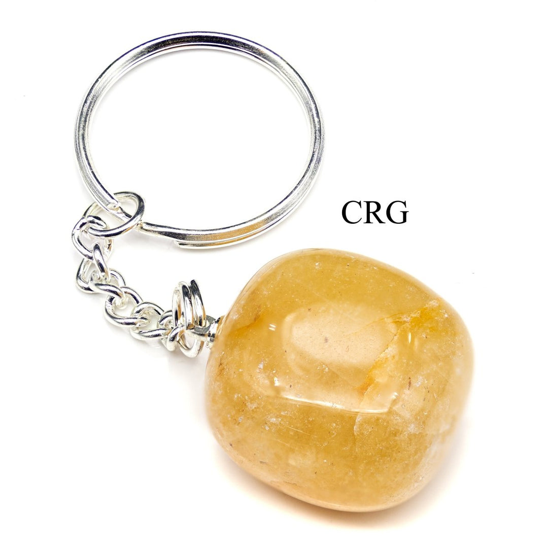 Yellow Quartz Tumbled Gemstone Keychain (5 Pieces) Size 1 Inch Crystal Charm